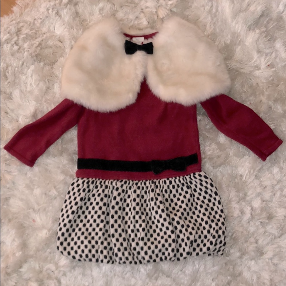 Dress with Faux Fur Shawl